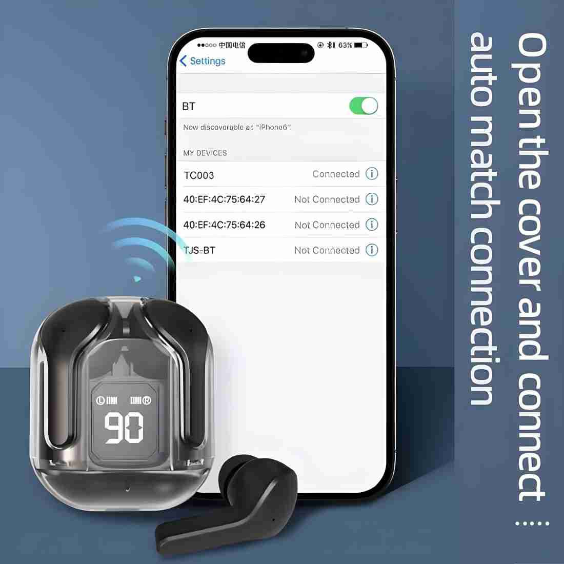 In-ear wireless earbuds close-up design